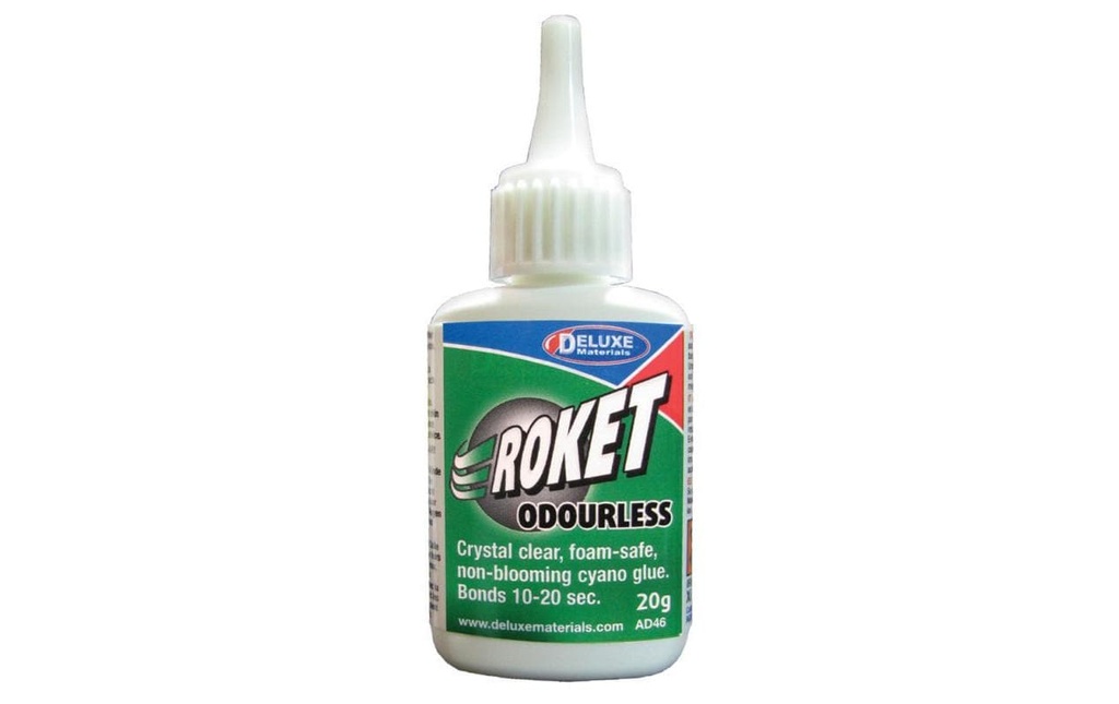 Deluxe Materials Colle pour modélisme Roket Odourless 20g, Transparent