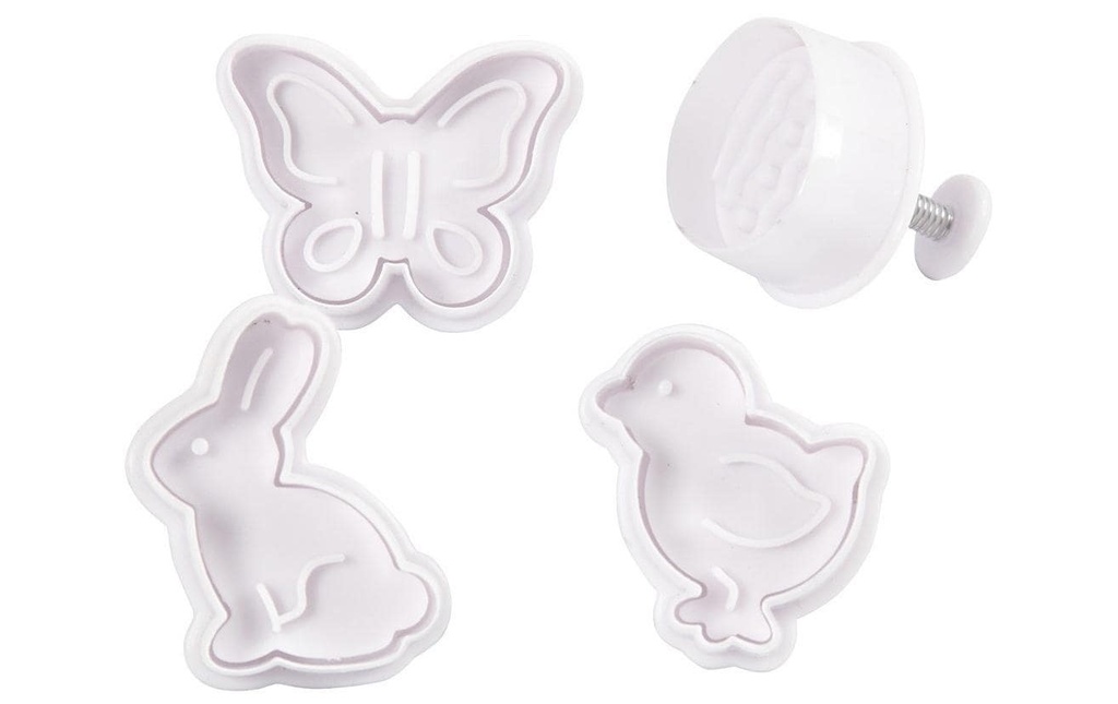 Creativ Company Emporte-pièce pour biscuits Pâques avec poignée de timbre, ressort, 4 parties