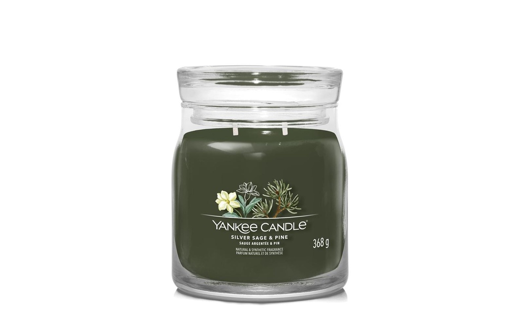 Yankee Candle Signature Bougie parfumée Silver Sage & Pine Signature Medium Jar