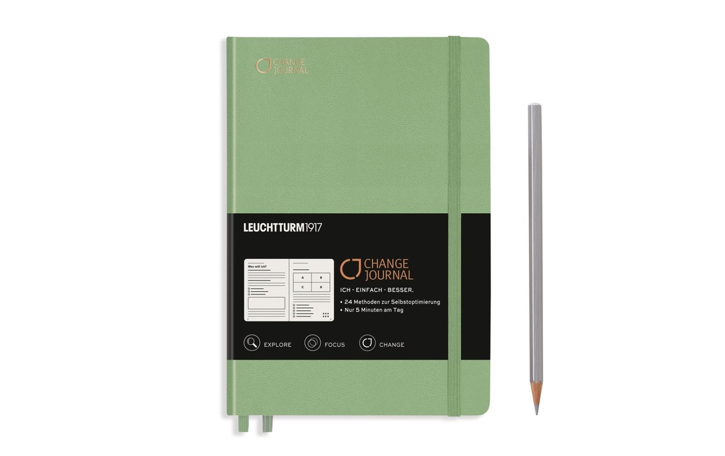 Leuchtturm Bloc-notes Change Journal A5, Différentes linéatures, sage