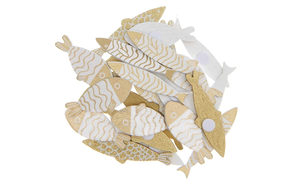 Rico Design Autocollant à motif Poisson 24 Pièce/s Doré/Blanc