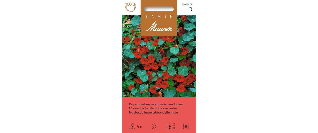 Samen Mauser Fleurs comestibles Capucine Impératrice d'Inde