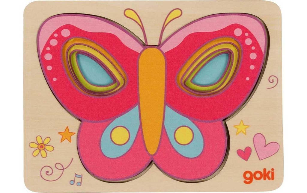 Goki Puzzle à couches Papillon 15 x 11 x 1.7 cm
