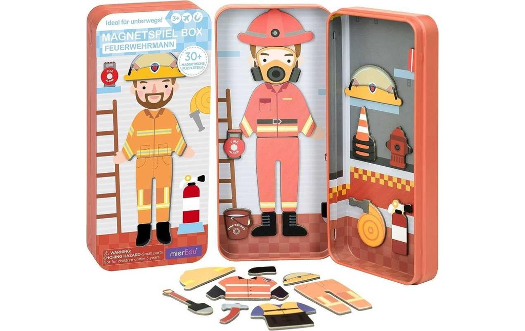 mierEdu Jeux d’enfant Boîte de jeu magnétique de voyage – Pompier