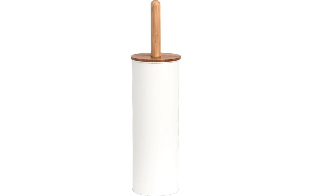 Zeller Present Brosse à toilettes Métal / bambou, 10 x 38.4 cm, blanc