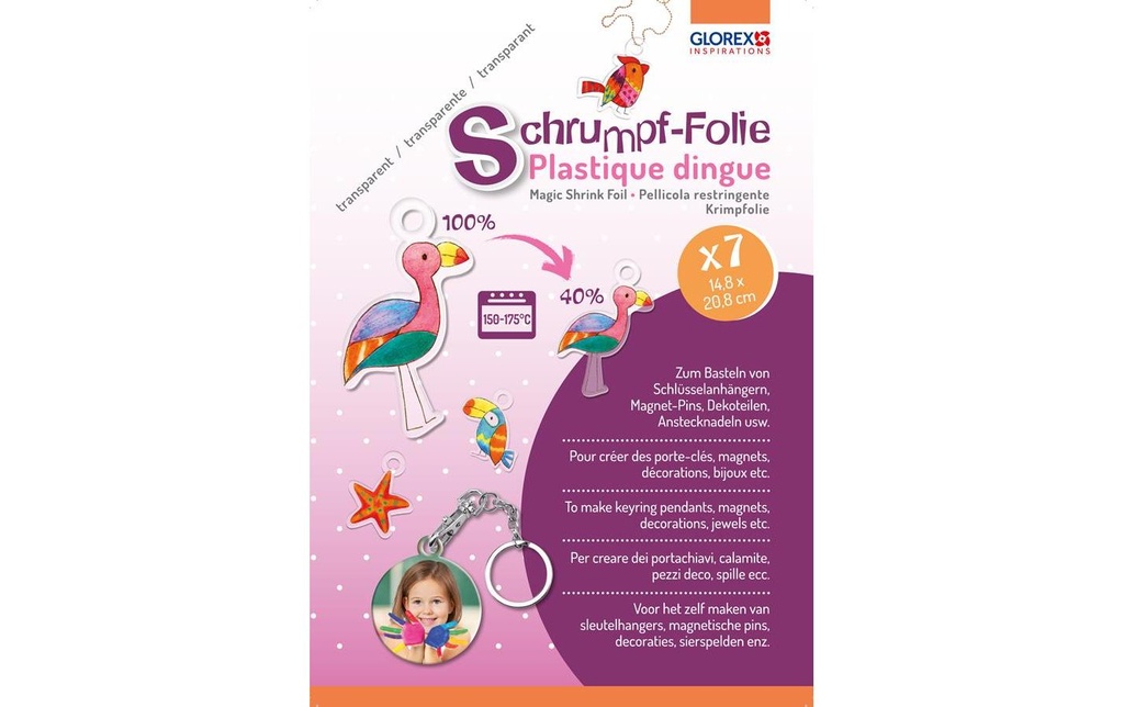 Glorex Film rétractable Transparent, A5, 7 feuilles