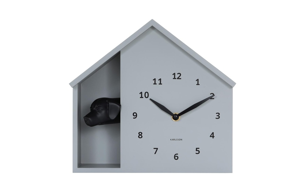 KARLSSON Horloge murale Wall clock Peeking Doggy Mouse Grey