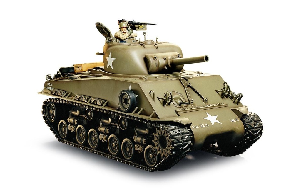 Tamiya Tank M4 Sherman 105 mm Howitzer Full-Option Kit de construction, 1:16