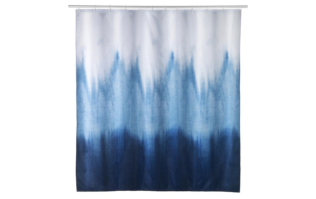 Wenko Rideau de douche Alara 180 x 200 cm, Bleu/Blanc