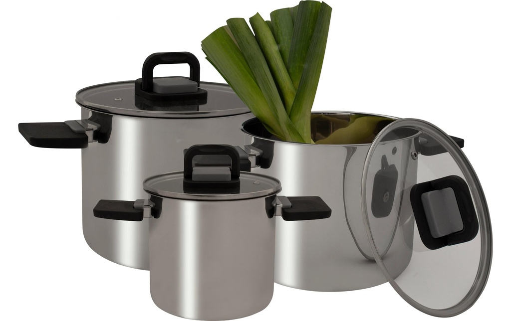 Eurotrail Ustensiles de cuisson Set Dublin XL Set de cuisine 3 pièces Avec poignées pliantes
