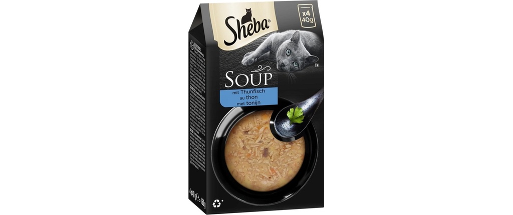 Sheba Alimentation humide Classic Soup avec filet de thon, 4 x 40g