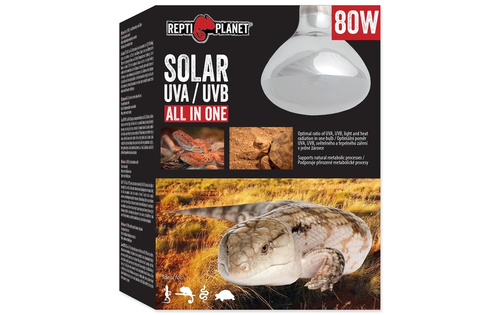 Repti Planet Lampe pour terrarium Lumière solaire avec UVA & UVB 80 W