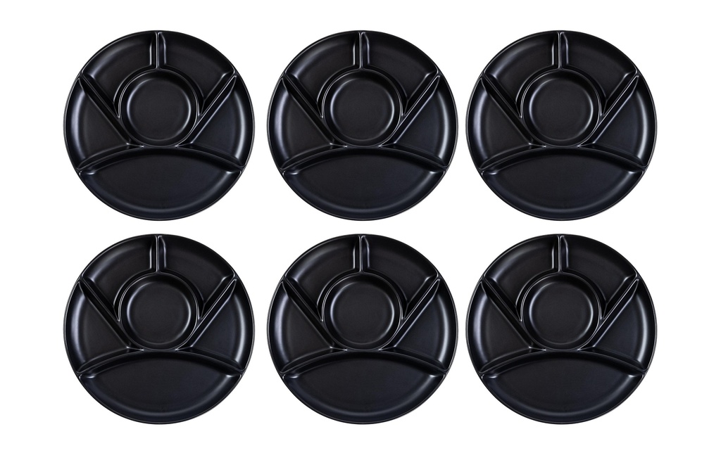 COCON Assiette à fondue 6 pièces Noir mat