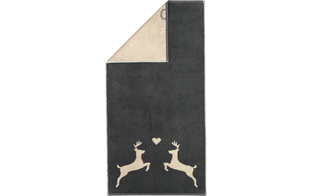 Cawö Serviette Alpenchic Edition Hirsch 50 x 100 cm, Beige/Granit