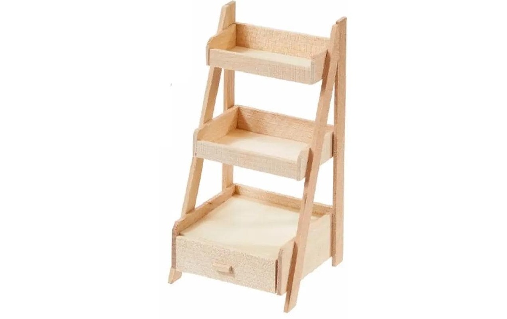 HobbyFun Mini-meubles Étagère d'escalier 5.1 x 5.1 x 10.9 cm, naturel