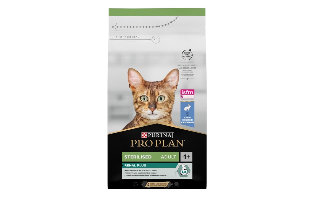 Purina Pro Plan Alimentation sèche Stérile. Renal Plus Adult avec lapin 3 kg