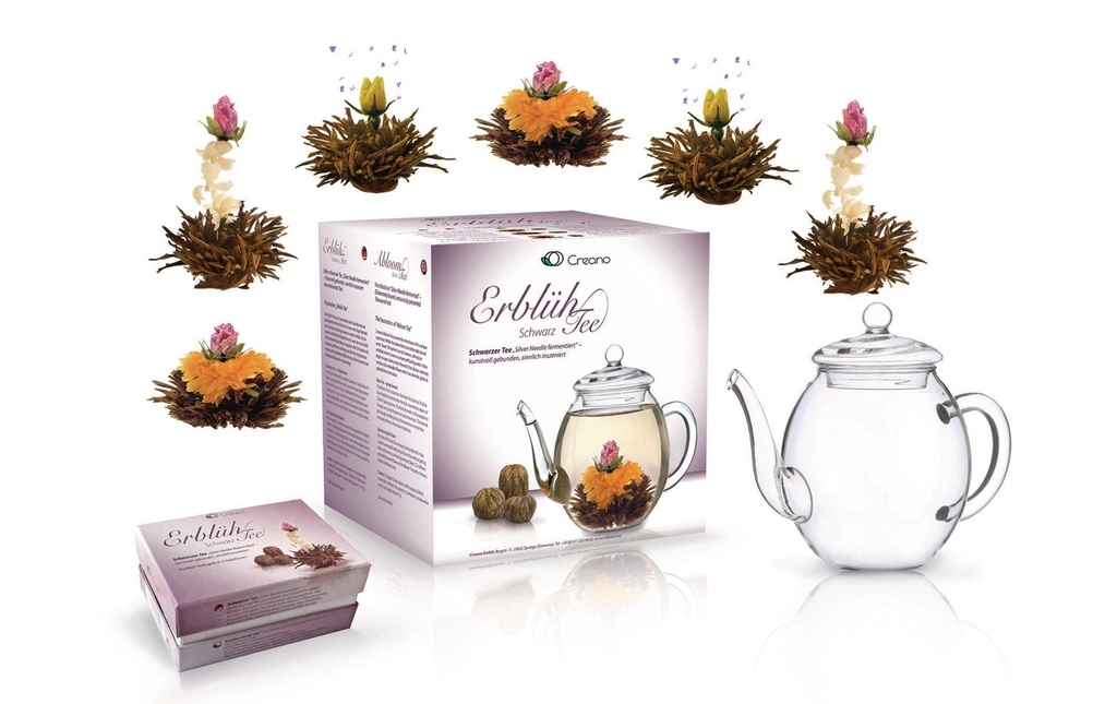 Creano Set de thé Fleuri 0.5 l, Transparent