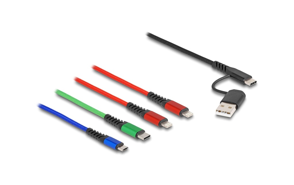 Delock Câble chargeur USB USB-A/USB-C - 2x Lightning/USB-C/Micro-USB B