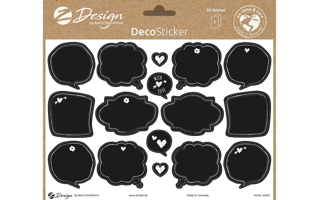 Z-Design Autocollant à motif A5 Déco Tableau, Noir/Blanc, 32 autocollants