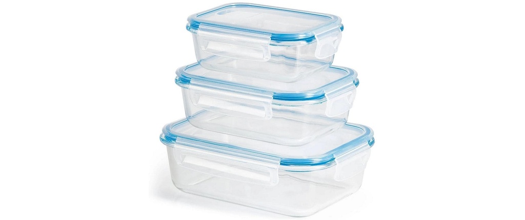 GOURMETmaxx Récipients à provisions Klick-it 3 pièces, Bleu/Transparent
