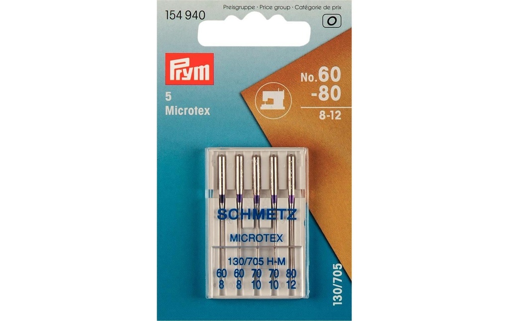 Prym Aiguille de machine à coudre Microtex Nr. 60-90 5 Pièce/s