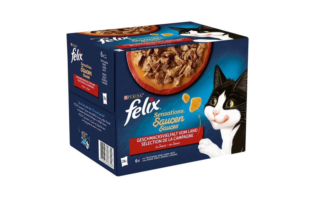 Felix Alimentation humide Sensations Viande en sauce, 24 x 85 g