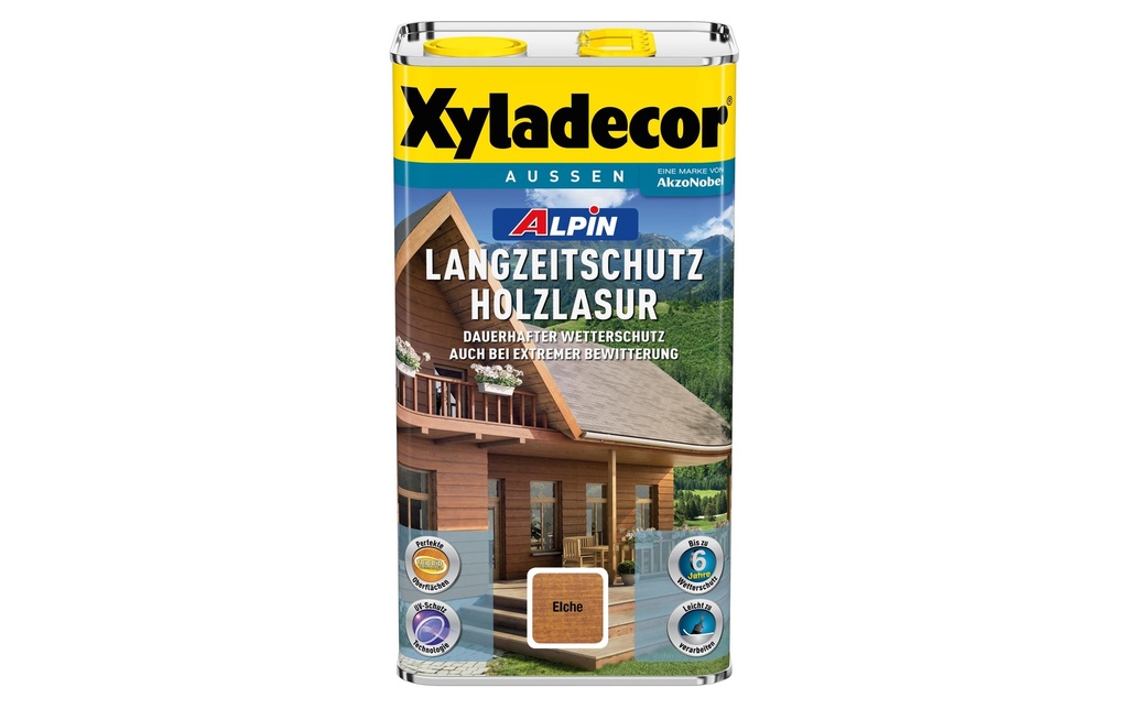 Xyladecor Lasure pour bois Alpin protection longue durée, Chêne, 5 L