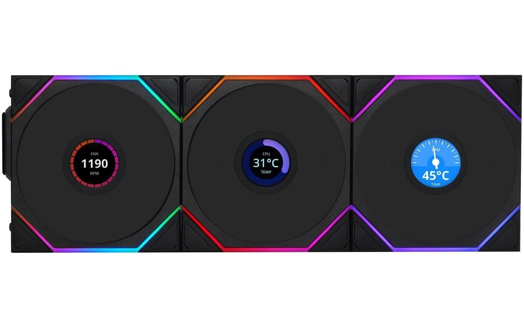 Lian Li Uni Fan TL LCD Wireless Reverse Pack de 3,contrôleur inclus