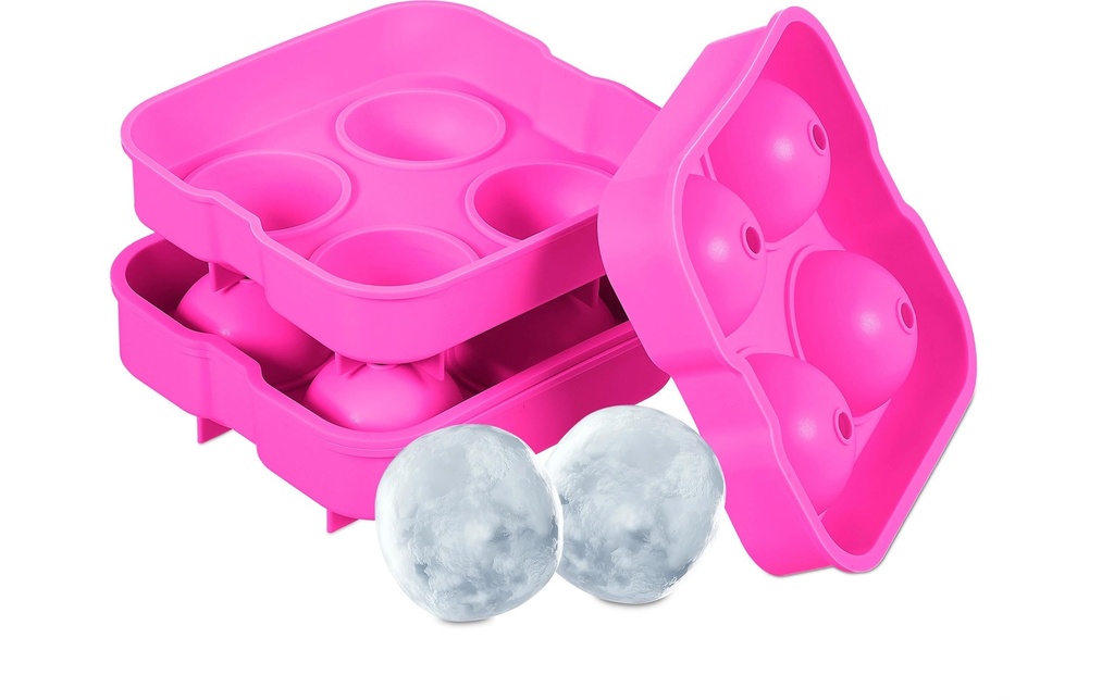 relaxdays Moule à glaçon Boule 2 pièces, Rose