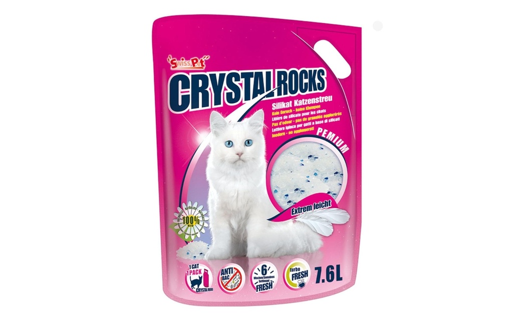 Crystal Rocks Litière pour chat Silicate, 7.6 l, sans grumeaux
