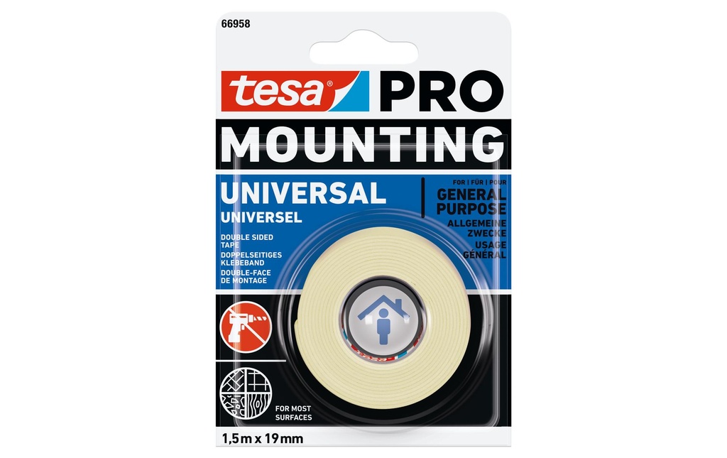 tesa Ruban de montage Pro 66958 Support universel , Blanc