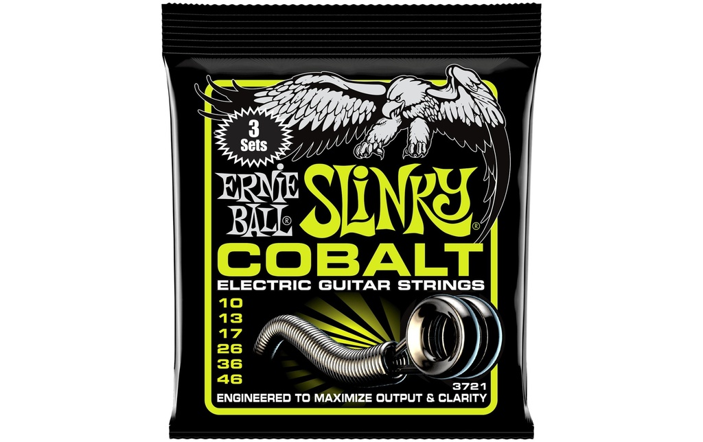 Ernie Ball Cordes de guitare 3721 Slinky Cobalt paquet de 3 – Regular 10-46