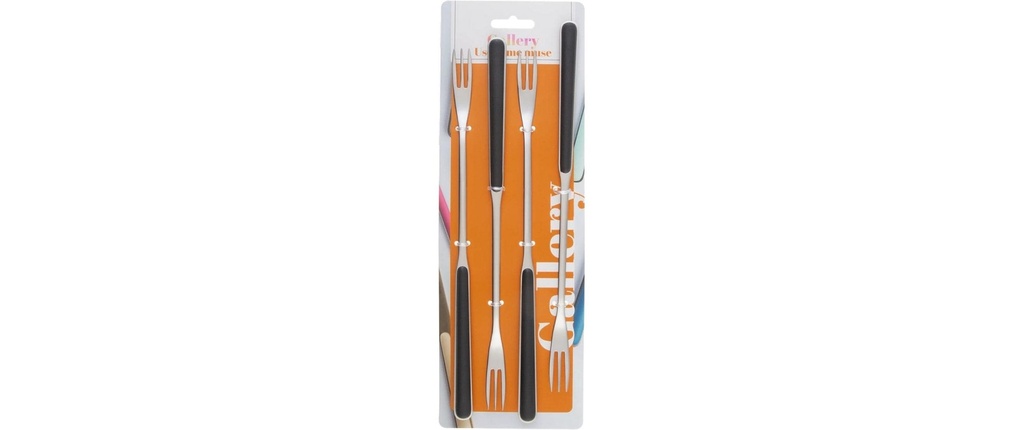 Sola Fourchette à fondue au fromage Gallery, Manche mat / Black, 4 pièces