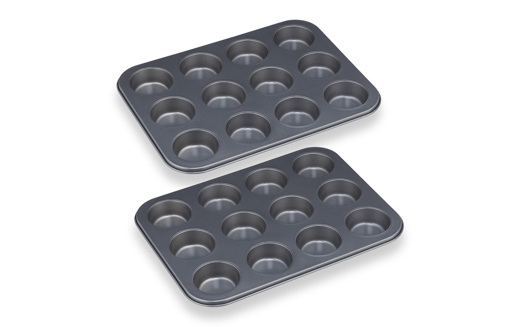 relaxdays Moule à muffins 2 x 12 cuvettes