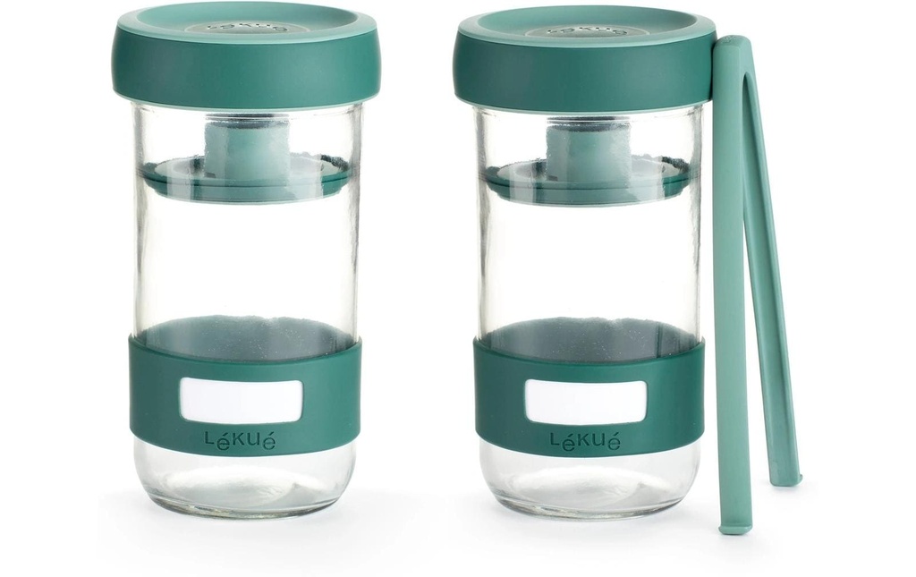 Lékué Verre de fermentation 700 ml, Verre, bleu, 2 pièces