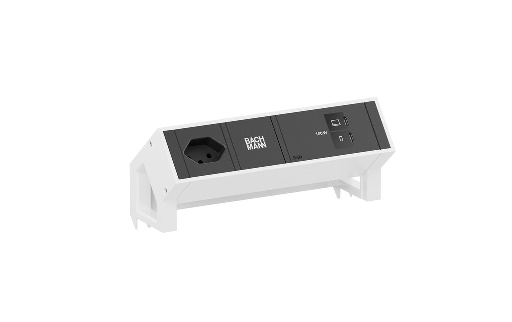 Bachmann Bloc multiprises de table DESK2 1xT13 1xUSB C/C 100W 0.2m blanc