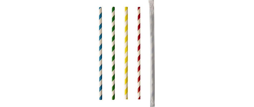 Papstar Paille Stripes Couleur assort. 100 Pièce/s, Multicolore
