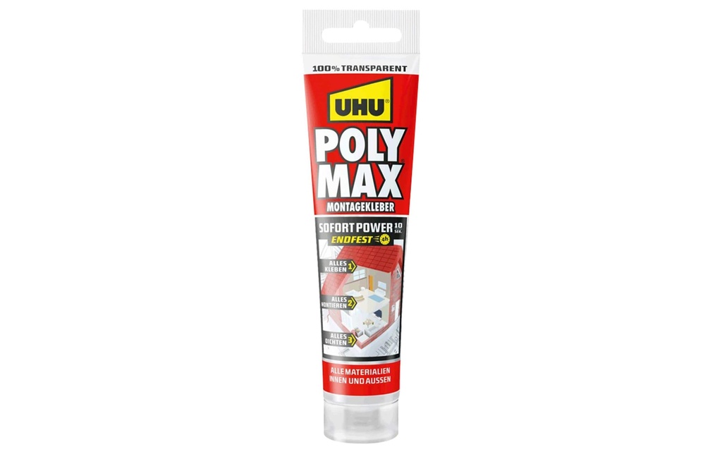 UHU Adhésif de montage Poly Max 10 Sek transparent 115g