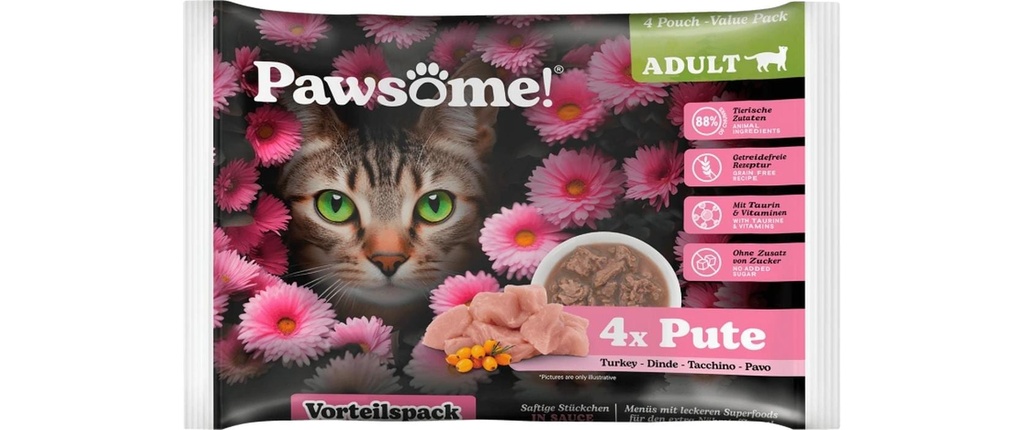 Pawsome Cat Superfood Adult Dinde 4 x 85 g