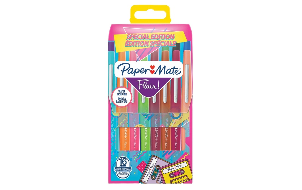 Paper Mate Fineliner Flair Medium Retro 0.7 mm, 16 pièces