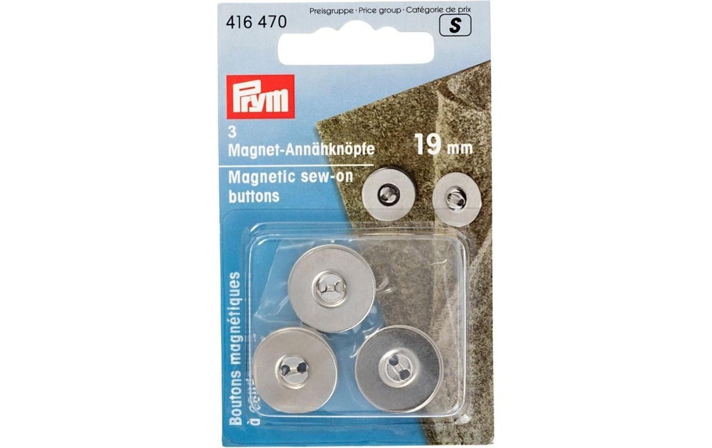 Prym Boutons Bouton de couture magnétique Argent, 19 mm