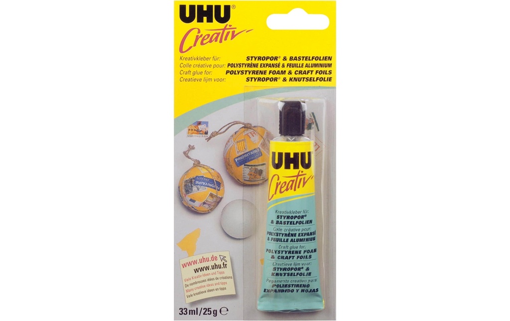 UHU Adhésif spécial Polystyrène & feuilles de bricolage 33 ml