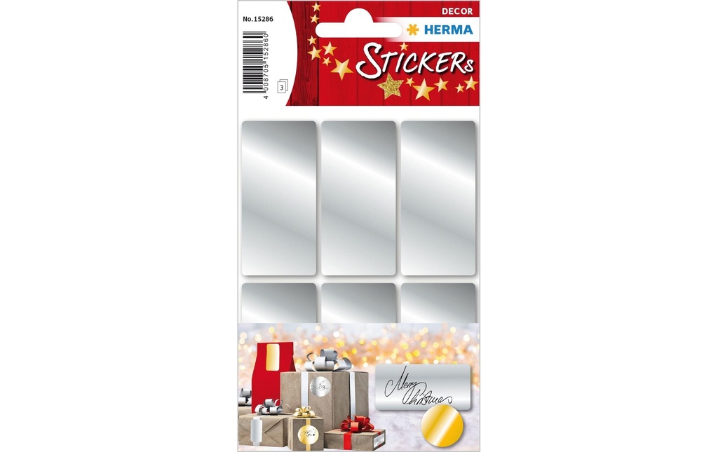 Herma Stickers Autocollants de Noël 2.6 cm x 5.4 cm 3 feuilles à 6 autocollants, argent