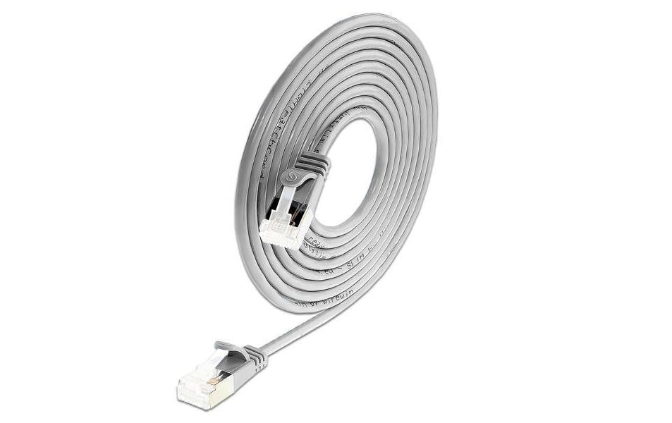 SLIM Câble patch slim RJ-45 - RJ-45, Cat 6A, U/FTP, 0.15 m, Gris
