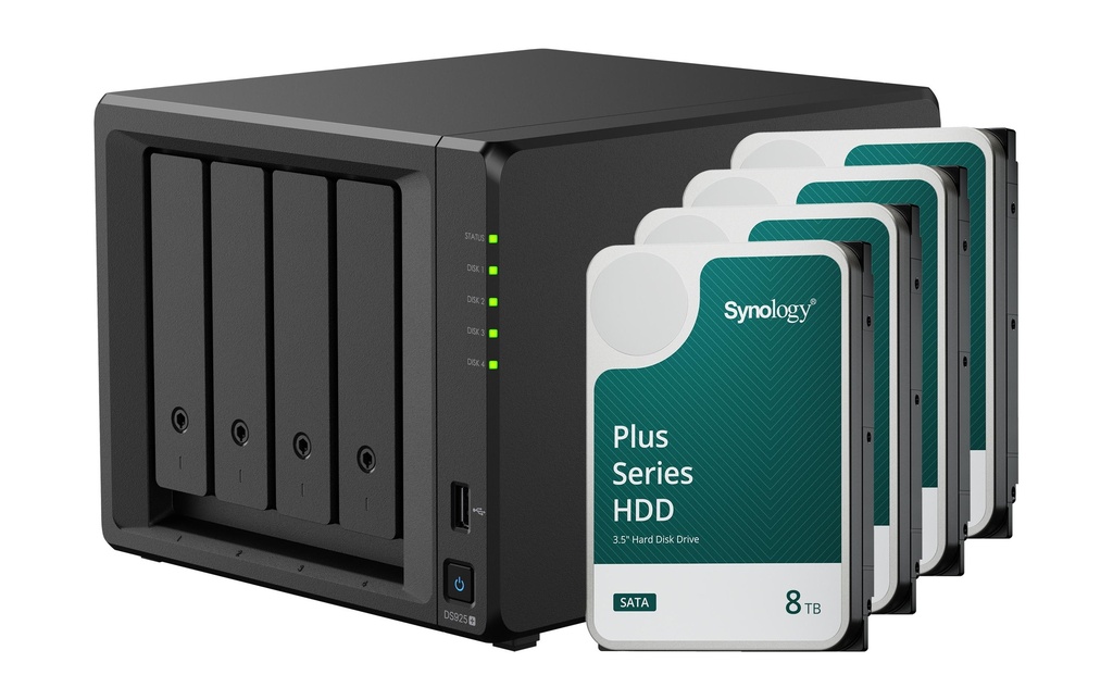 Synology NAS Diskstation DS925+ 4-bay Synology Plus HDD 32 TB