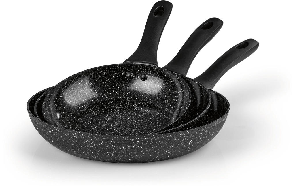 BRATmaxx Poêle à frire Set de poêles en aluminium 3 pièces 20 cm/24 cm/28 cm