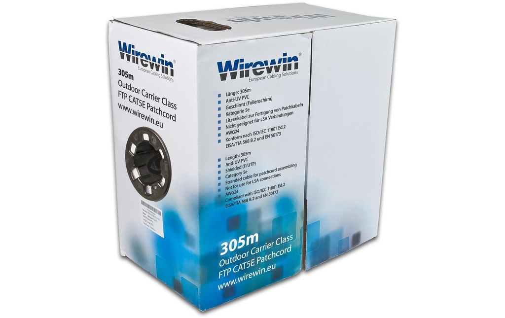 Wirewin Câble de renvoi VKBOX OUTDOOR 305.0 Cat 5e, FTP, 305 m, Noir