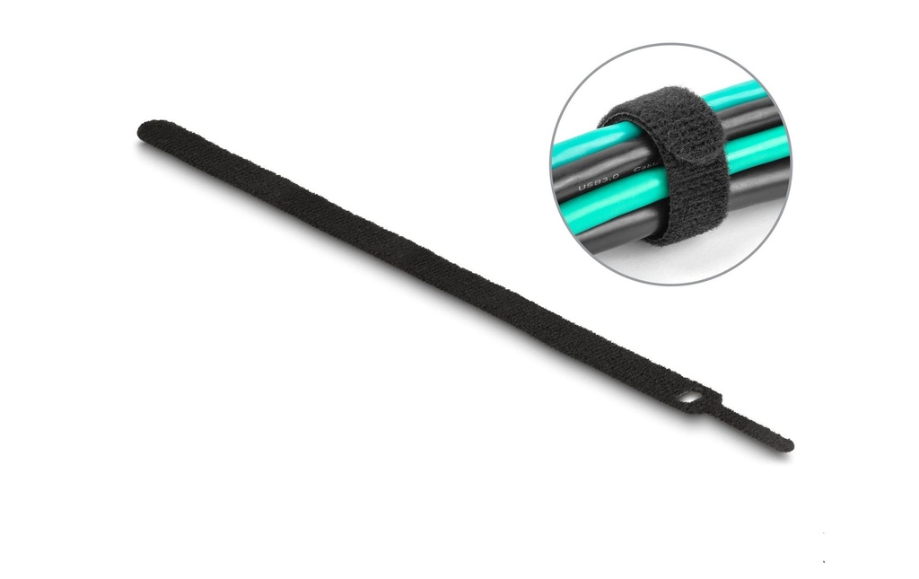 Delock Serre-câble auto-agrippant Noir 250 mm x 12 mm, 10 pièces