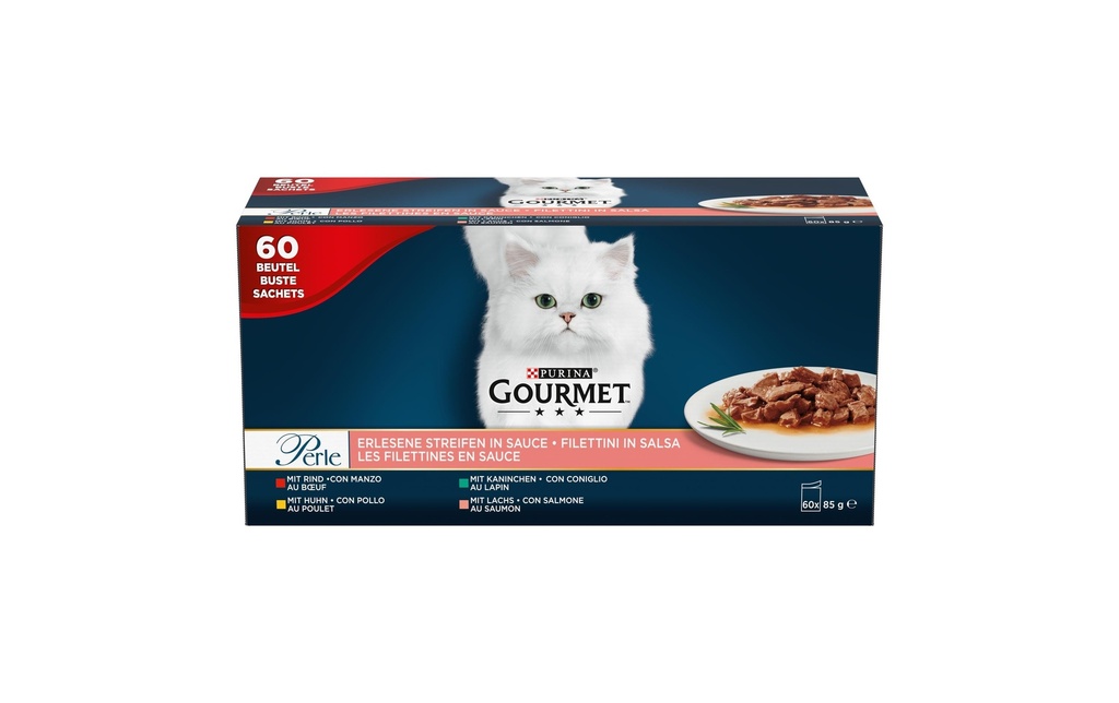 Purina Gourmet Alimentation humide Gourmet Perle des rayures exquises, 60 x 85 g