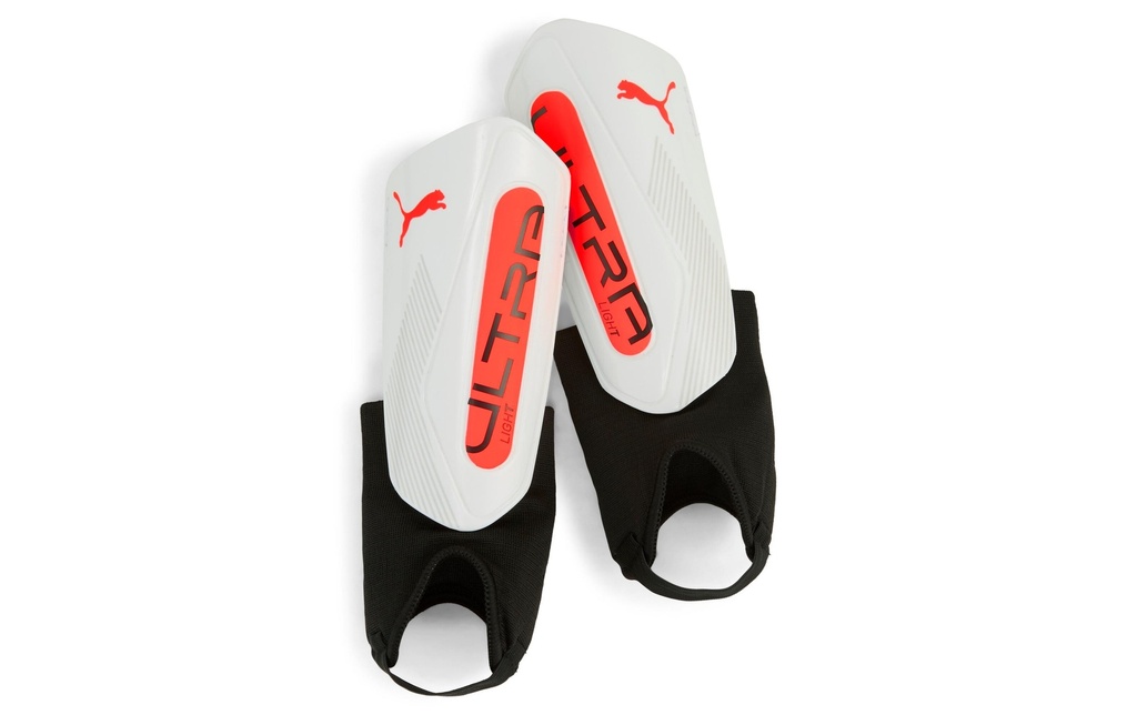 PUMA Protège-tibias ULTRA Light avec protection de la cheville S, Blanc